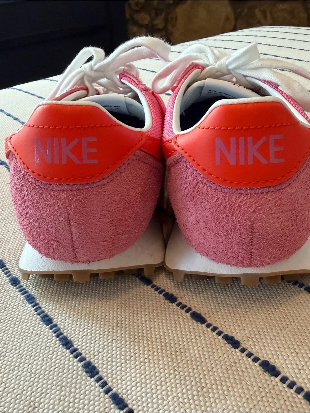 Nike Pink Retro Runner with Bright Orange Swoosh